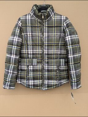 Lauren Ralph Lauren Loden Plaid Puffer Jacket Green Tartan XS $190 NWT Women's